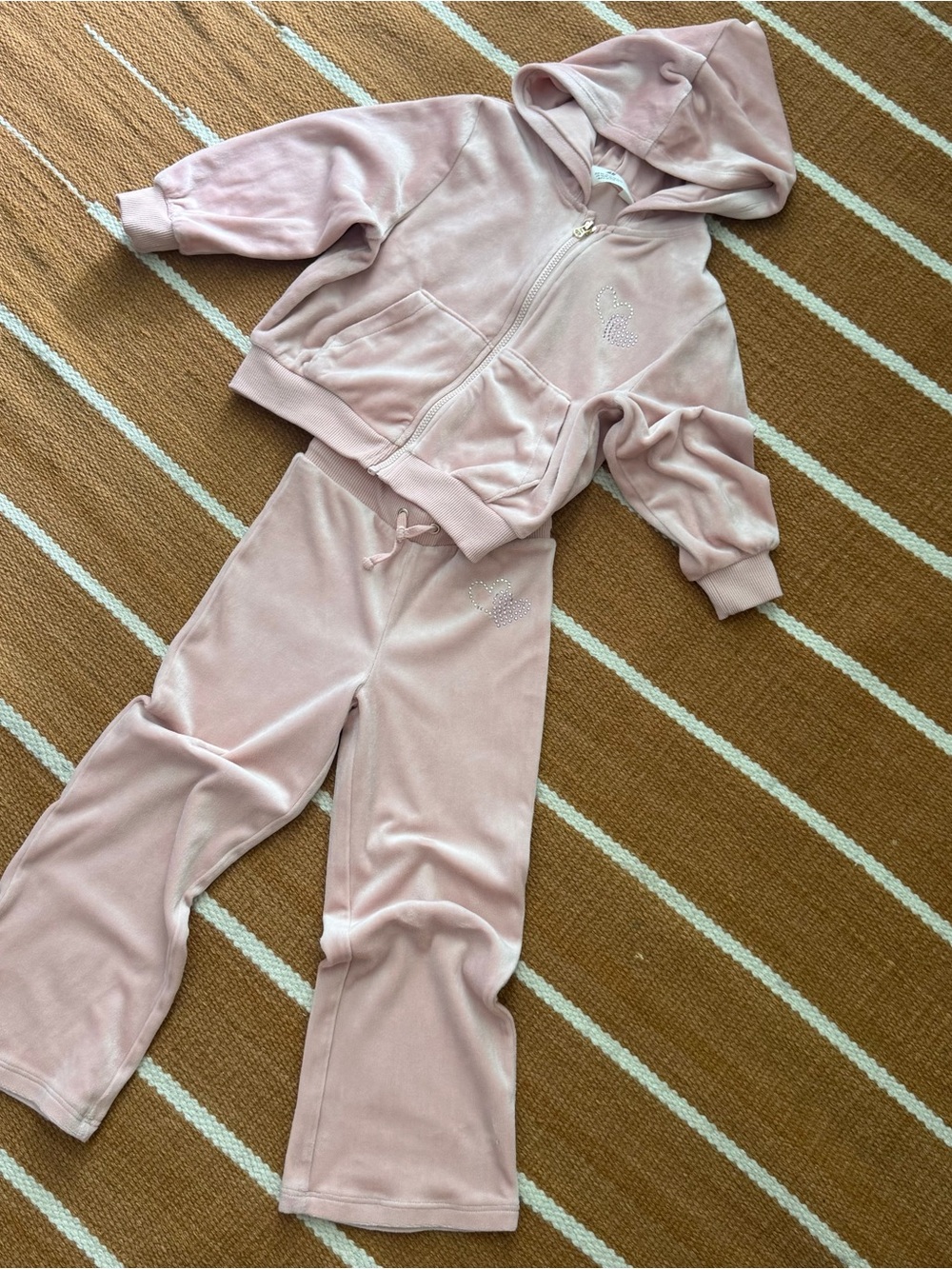 H&M Girls Velour 2-Piece Tracksuit Set – Pink – Size 4T